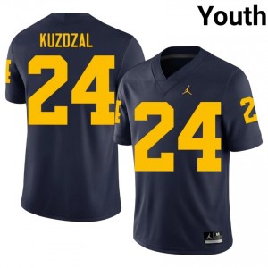 #24 Bryson Kuzdzal Navy Premium Michigan Wolverines Youth Jersey | Big Ten College Football Excellence & Embroidery 6jU0T228