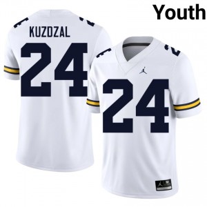 Bryson Kuzdzal #24 White Youth Football Jersey | Official UM Wolverines University Authentic Edition N6821080
