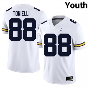 Deakon Tonielli #88 White Youth Football Jersey | Official UM Wolverines University Authentic Edition XL6X8J96