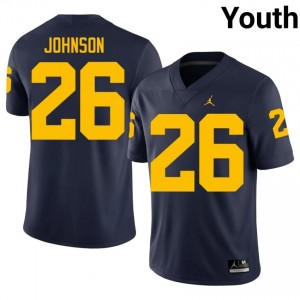 #26 Donovan Johnson Navy Premium Michigan Youth Jersey | Big Ten Player Football Excellence & Embroidery a6E0h292