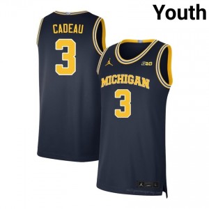 Navy Michigan Elliot Cadeau #3 Basketball Stitch Jersey | Youth NCAA Hoops Apparel 12iY227E