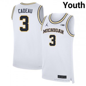 Elliot Cadeau #3 White Youth Basketball Jersey | Official Wolverines Player Authentic Edition 22b710a6