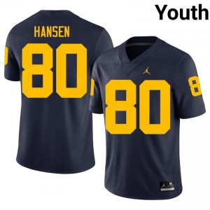 Hogan Hansen U-M #80 Navy Youth Football NCAA Stitched Jersey | Fast Shipping 8N4M1A44