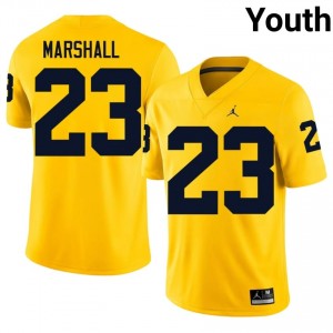 Michigan Jordan Marshall #23 Youth Football Jersey | Maize Stitched NCAA Gear p8M4L511