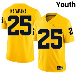 UM Wolverines Micah Ka'apana #25 Youth Football Jersey | Maize Stitch University Gear 1a535r20