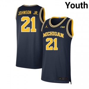 Wolverines Morez Johnson Jr. #21 Youth Basketball Jersey | Navy Stitch Player Gear 91481603