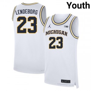 Yaxel Lendeborg #23 White UM Wolverines Basketball Embroidery Jersey | Youth NCAA Player Replica 14K5Fk75