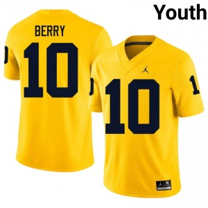 U-M Zeke Berry #10 Youth Football Jersey | Maize Embroidery NCAA Gear R0ETm059