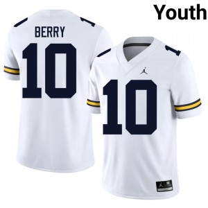 Zeke Berry #10 White Michigan Football Stitched Jersey | Youth NCAA Player Replica Ol7R7j23