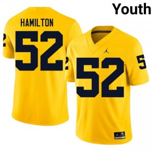 UM Wolverines Ace Hamilton #52 Youth Football Jersey | Maize Stitched University Gear n00Ixn82