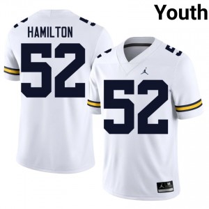 Ace Hamilton #52 White Michigan Wolverines Football Embroidery Jersey | Youth NCAA Player Replica OeH00u37