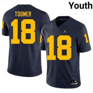 Amani Toomer UM Wolverines #18 Navy Youth Football University Embroidery Jersey | Fast Shipping 8Mt76B69