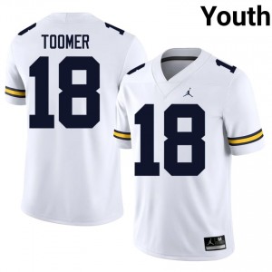 Amani Toomer #18 White Michigan Football Stitch Jersey | Youth NCAA Player Replica 8Ad0Ij36
