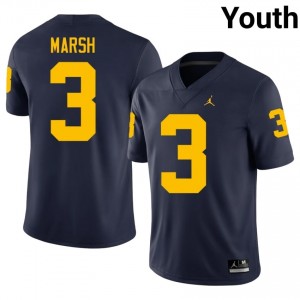 #3 Andrew Marsh Navy Premium Michigan Wolverines Youth Jersey | Big Ten College Football Excellence & Stitched 2fKc2739