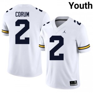 Blake Corum #2 White Youth Football Jersey | Official UM Wolverines University Authentic Edition 7S3No373