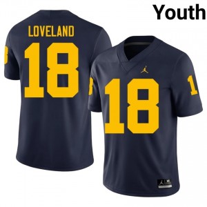 Colston Loveland Michigan #18 Navy Youth Football NCAA Stitched Jersey | Fast Shipping 6774GA24