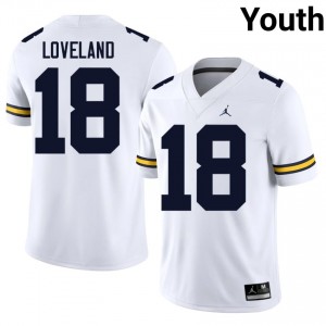 Colston Loveland #18 White Michigan Wolverines Football Embroidery Jersey | Youth NCAA Player Replica f777kd87