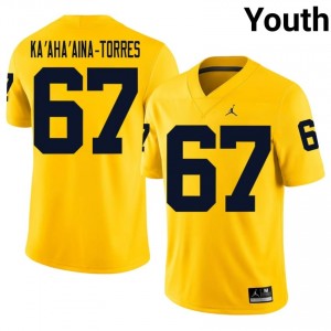 Maize Michigan Wolverines Houston Ka'aha'aina-Torres #67 Football Embroidery Jersey | Youth College Football Apparel xoR38675
