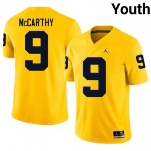 U-M J.J. McCarthy #9 Youth Football Jersey | Maize Stitched NCAA Gear 78dAa312
