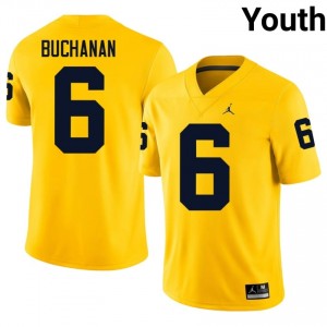 Maize Michigan JJ Buchanan #6 Football Stitch Jersey | Youth Player Football Apparel 6rr87K10