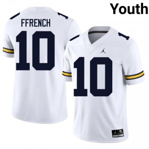 Jaime Ffrench #10 White Youth Football Jersey | Official U-M NCAA Authentic Edition qpG40223