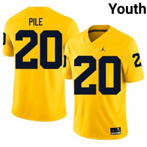 Maize Michigan Wolverines Jaylen Pile #20 Football Stitched Jersey | Youth College Football Apparel X284S122