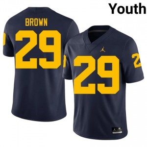 #29 Jonathan Brown Navy Premium Michigan Youth Jersey | Big Ten Player Football Excellence & Stitched 62U06554