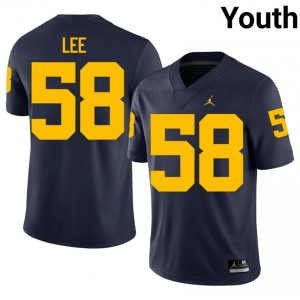 #58 Malakai Lee Navy Premium Michigan Youth Jersey | Big Ten Player Football Excellence & Stitched SDv1e652
