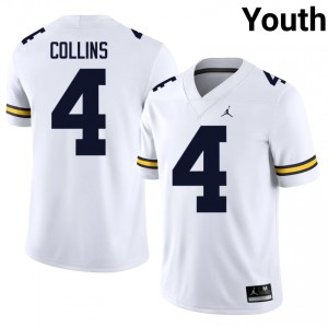 Nico Collins #4 White Michigan Wolverines Football Stitch Jersey | Youth NCAA Player Replica 86p6p616