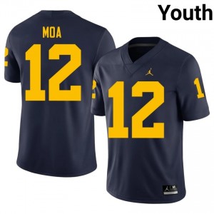 Salesi Moa UM Wolverines #12 Navy Youth Football University Stitched Jersey | Fast Shipping qA52ct83