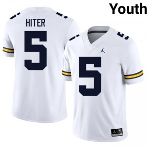 Savion Hiter #5 White Michigan Wolverines Football Stitch Jersey | Youth NCAA Player Replica 02DxpF17