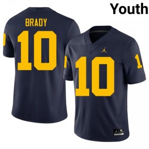 #10 Tom Brady Navy Premium Wolverines Youth Jersey | Big Ten Player Football Excellence & Embroidery D8P5Ro23