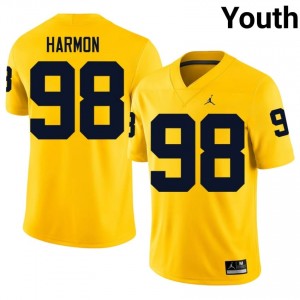 UM Wolverines Tom Harmon #98 Youth Football Jersey | Maize Stitched University Gear 2VQ6h524