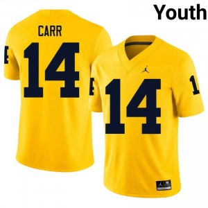 Maize Michigan Tommy Carr #14 Football Embroidery Jersey | Youth Player Football Apparel 48Ua1E54