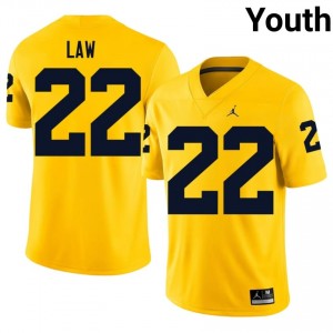 Maize Michigan Ty Law #22 Football Embroidery Jersey | Youth Player Football Apparel L177p345